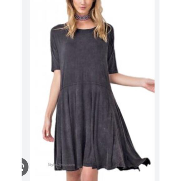 ANTHROPOLOGIE EASEL Mauve Oversized Josy Babydoll Drop Sleeve Dress MEDIUM - Picture 3 of 8